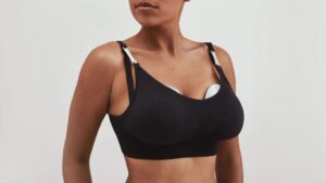 A woman using a breast pump.