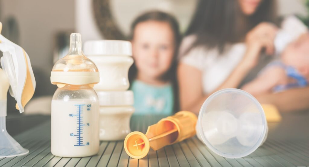 breast pump and bottle