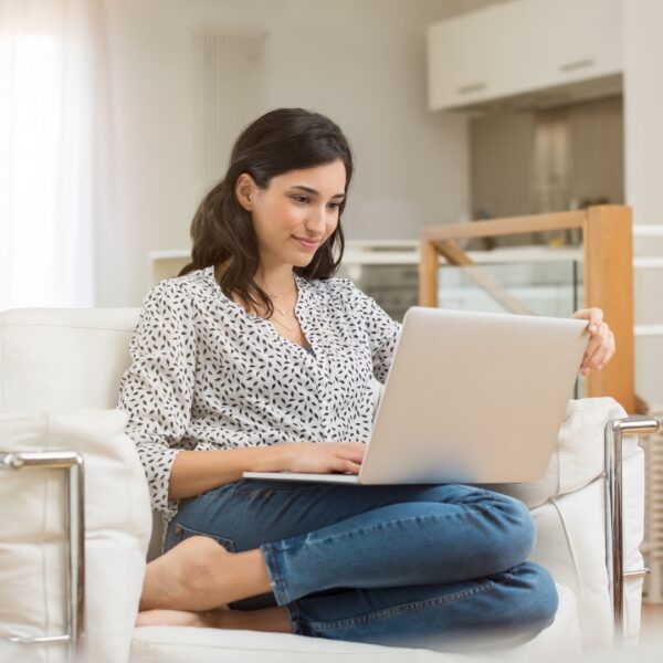 image of a woman researching insurance